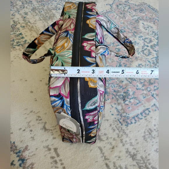 Vintage Christian Dior Floral Print Multi Color Zip Around Bag NWT Designer Boho - Picture 9 of 16
